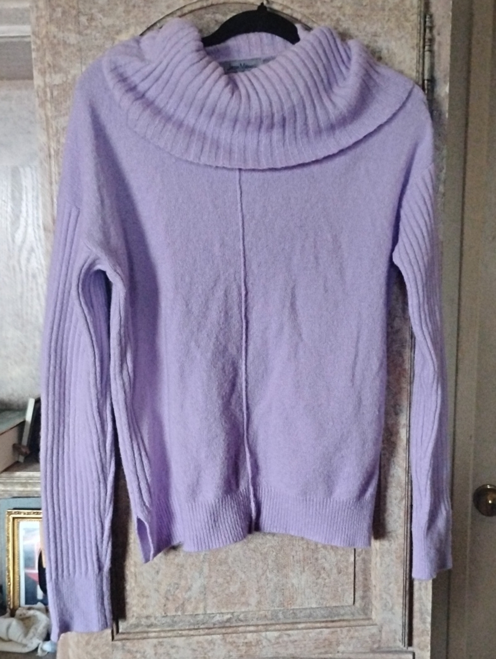 jason maxwell Lavender Off-the-Shoulder Ribbed-Sleeve Sweater